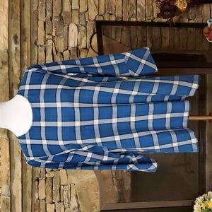 🆕 J.Jill Tunic Top Tunic Atlantic Plaid High Low Teal Blue 3/4 Sleeves